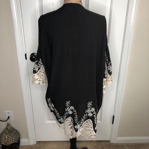 Cejon Jackets & Coats - Cejon Lace Trim Black Ivory Kimono NEW! Cejon Jackets & Coats - Cejon Lace Trim Black Ivory Kimono NEW!